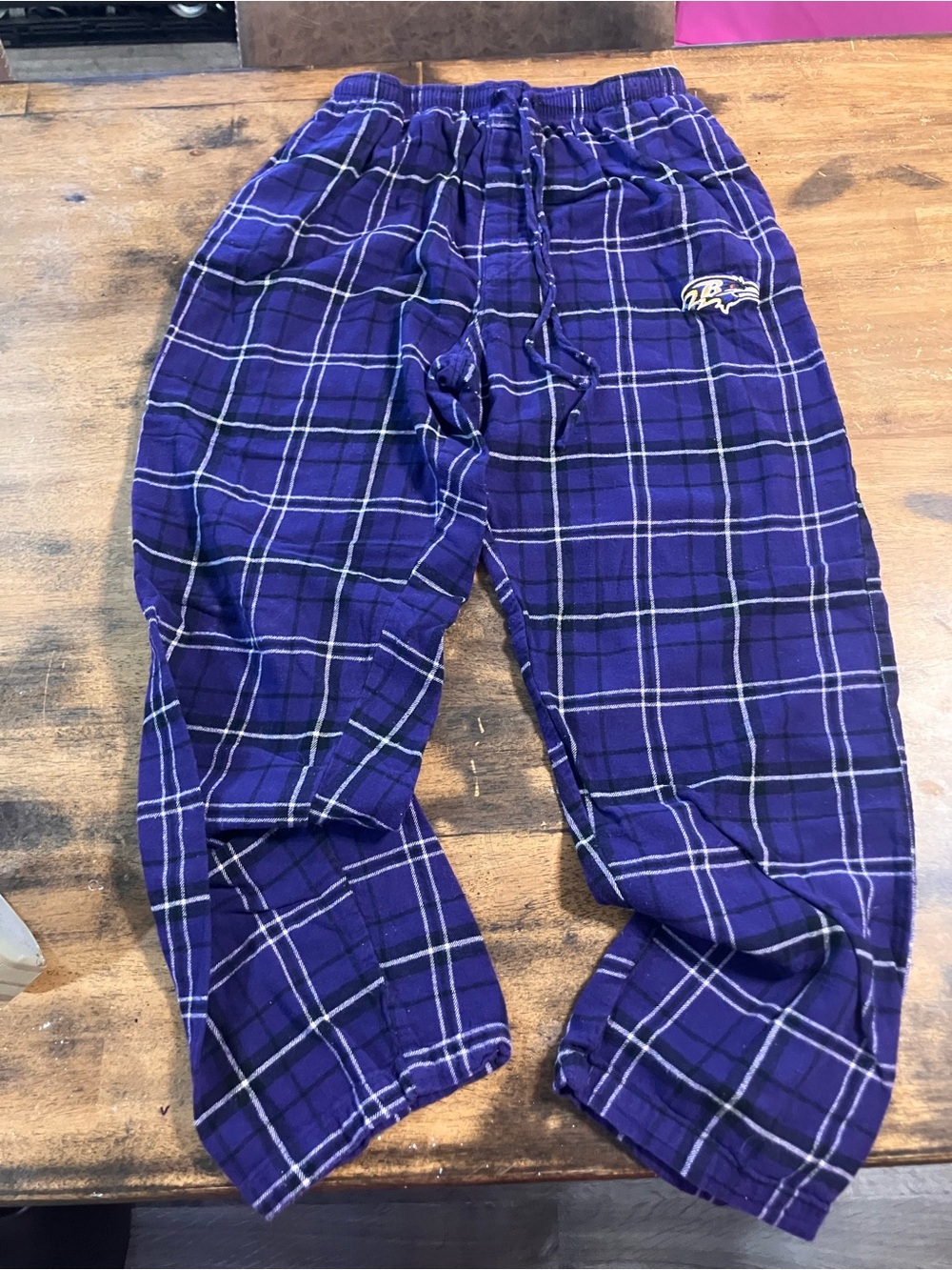 NFL Purple Plaid Kids Pajama Bottoms with Team Logo
